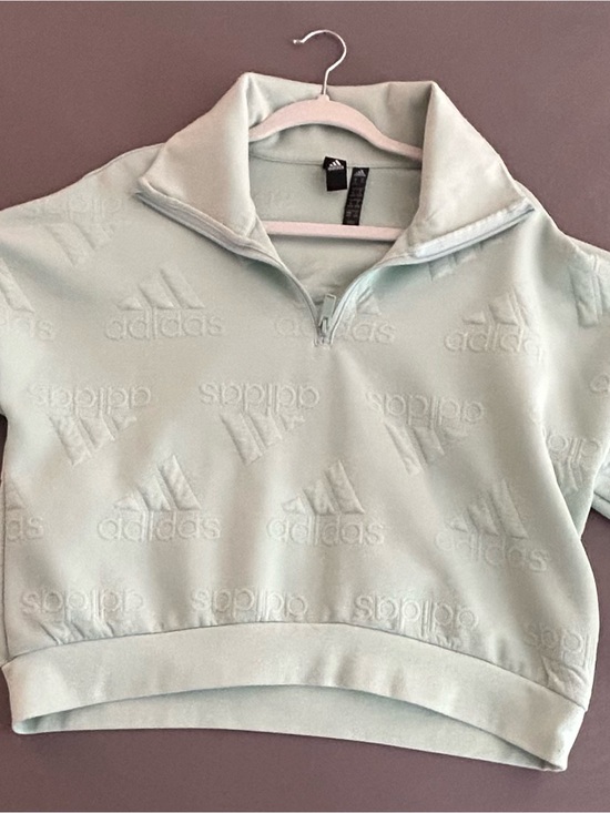 adidas Tops - adidas Light Mint Embossed Half-Zip Sweatshirt